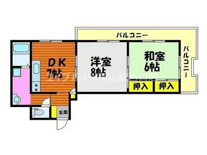 ハイツ岡本(2DK/6階)の間取り写真