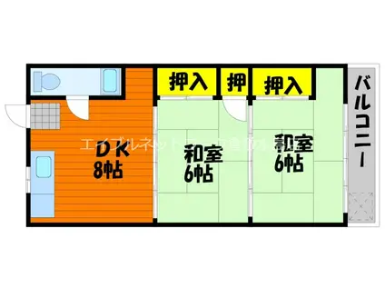 グリーンハイツ B棟(2DK/1階)の間取り写真