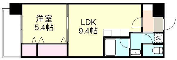COCO白楽町(1LDK/9階)の間取り写真