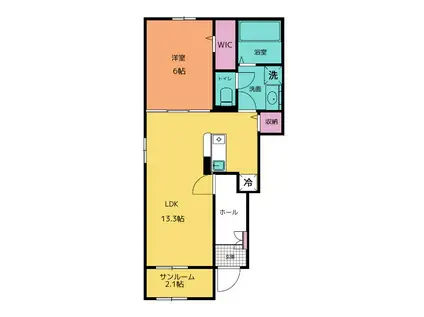 シャインガーベラ(1LDK/1階)の間取り写真