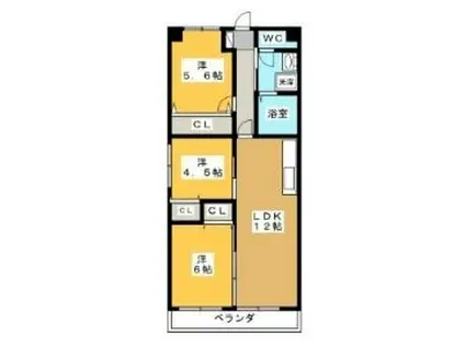 ウヌマタウンC(3LDK/1階)の間取り写真