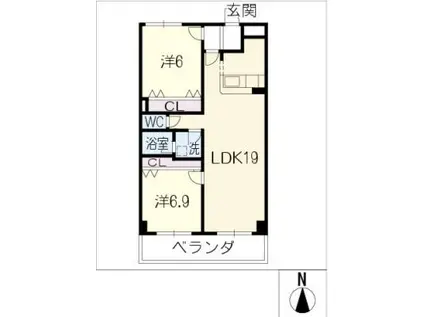 ACTIVE・T(2LDK/3階)の間取り写真
