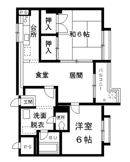 セカンドタウン(2LDK/2階)の間取り写真