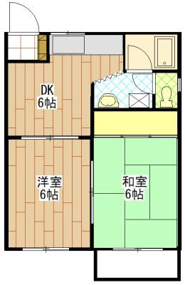 MAISON DE PATIO(2DK/1階)の間取り写真