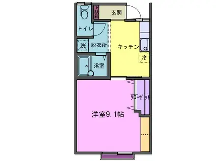 コーポアズール II(1K/2階)の間取り写真