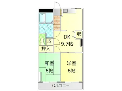 モントレーツチヤA(2LDK/2階)の間取り写真