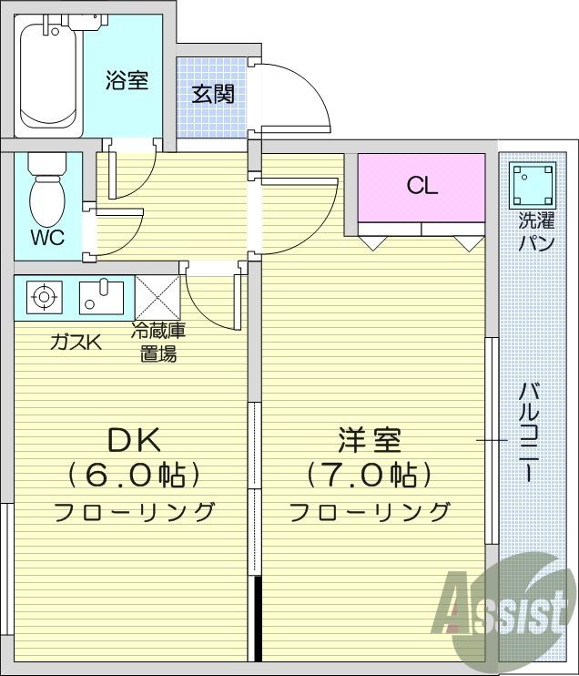 第十ショーケービル(1DK/2階)の間取り写真