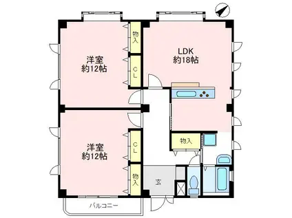 ヤミゾビル(2LDK/3階)の間取り写真