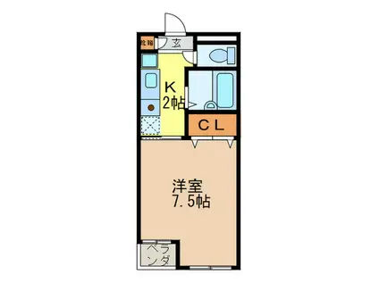カルム中山(1K/3階)の間取り写真