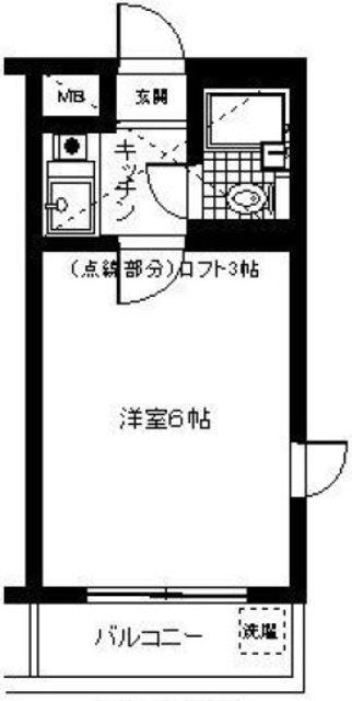 シティパレス篠(ワンルーム/2階)の間取り写真