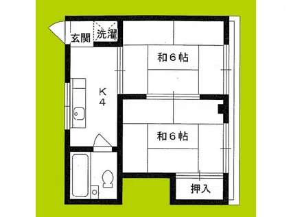 コーポ奥村(2K/2階)の間取り写真