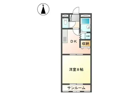 プリッツパレス(1DK/1階)の間取り写真