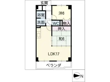 グランパス春岡(2LDK/3階)の間取り写真
