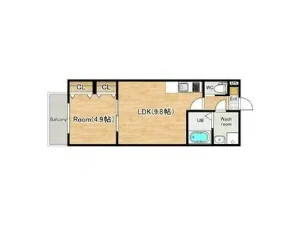 ジーメゾンフェリシェ大久保(1LDK/2階)の間取り写真