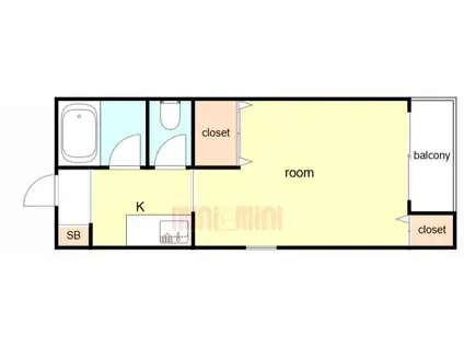 ビリオン有瀬(1K/3階)の間取り写真