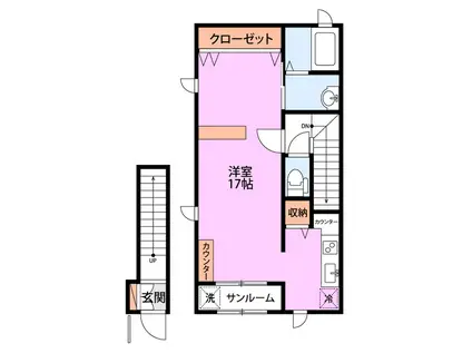 COMMON米山(ワンルーム/2階)の間取り写真