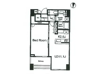 白金ザ・スカイ イースト(1LDK/35階)の間取り写真