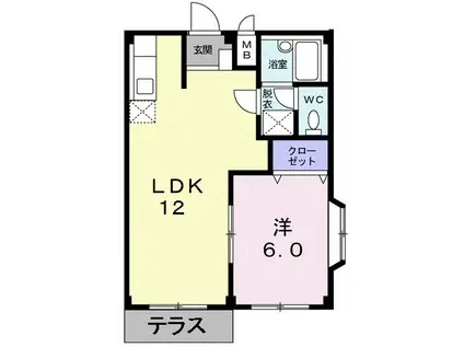 エルディム・山崎(1LDK/1階)の間取り写真