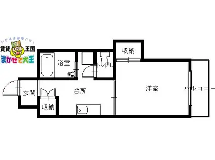 ロイヤルハイツ福山(1DK/2階)の間取り写真