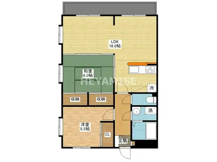 パークサイド内田(2LDK/1階)の間取り写真