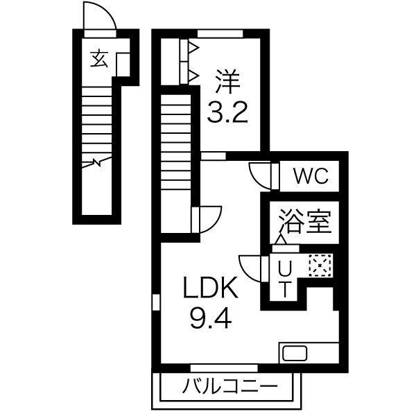 ドルフィンII(1LDK/2階)の間取り写真