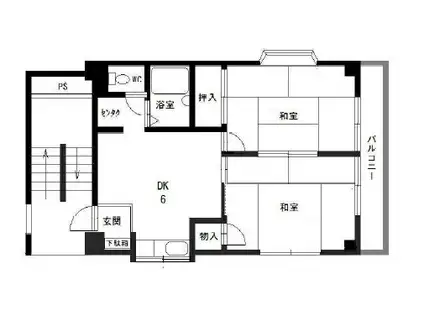 ベルメゾン駒ヶ林(2DK/2階)の間取り写真