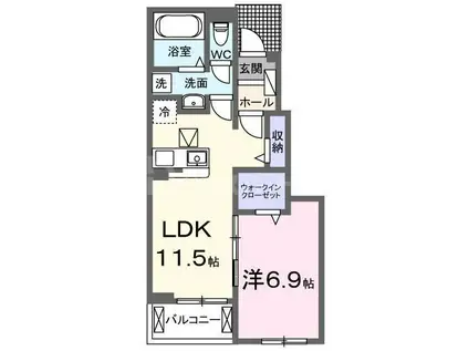 シャーロットタウンVII(1LDK/1階)の間取り写真
