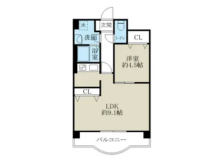 レジュイール東中通(1LDK/2階)の間取り写真