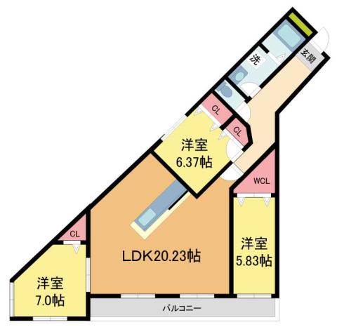 MESSAGE苦楽園三番町(3LDK/3階)の間取り写真