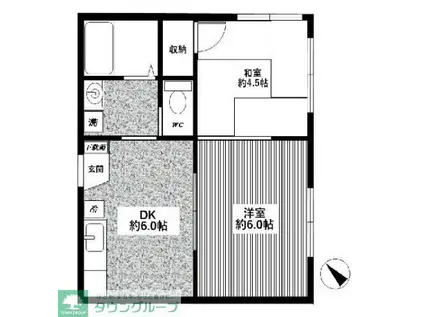 エバーグリーン(2DK/1階)の間取り写真