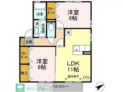 フォレストコート(2LDK/2階)の間取り写真