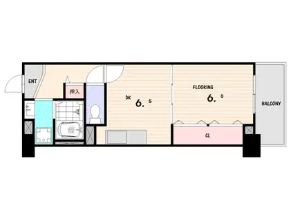 西鈴蘭台シティコート(1DK/2階)の間取り写真