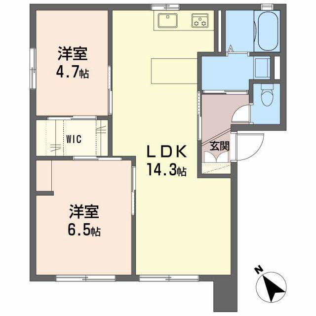 ドリームハイツ B棟(2LDK/1階)の間取り写真
