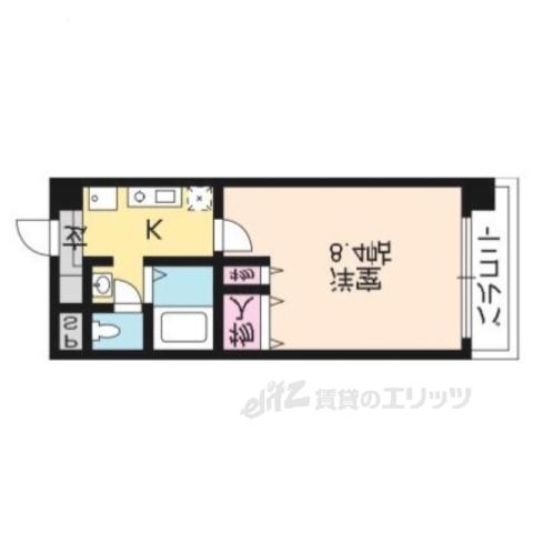 ハウスセゾン御所南(1K/8階)の間取り写真