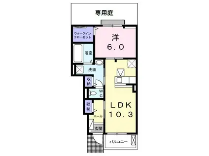 ヴェルデ I(1LDK/1階)の間取り写真