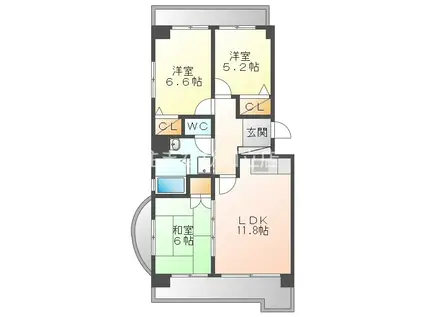 ブライトンビラ(3LDK/3階)の間取り写真