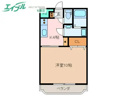 ヴェルドミール(1K/1階)の間取り写真