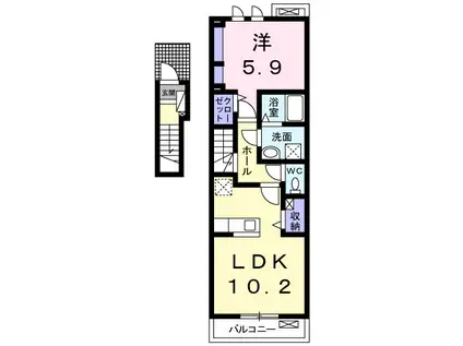 プリムローズ(1LDK/2階)の間取り写真