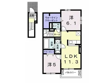 アンジュ レーヴ II(2LDK/2階)の間取り写真