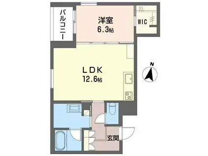 LUANA KAMISUGI(1LDK/3階)の間取り写真