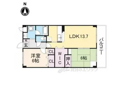 リジェール菅原(2LDK/1階)の間取り写真