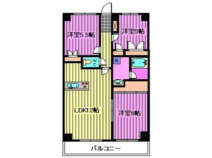 シャルマン2(3LDK/4階)の間取り写真