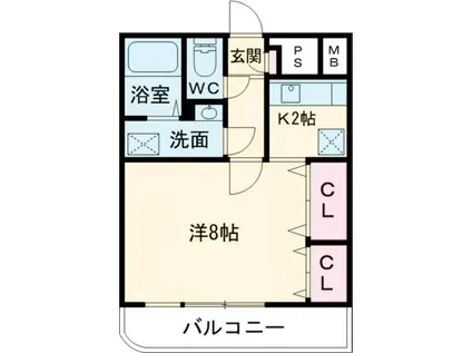 エマーブル矢橋(1K/2階)の間取り写真