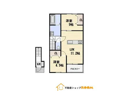 クレストガーデンKT(2LDK/2階)の間取り写真