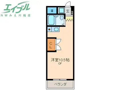 ハイツ富田 2(ワンルーム/3階)の間取り写真