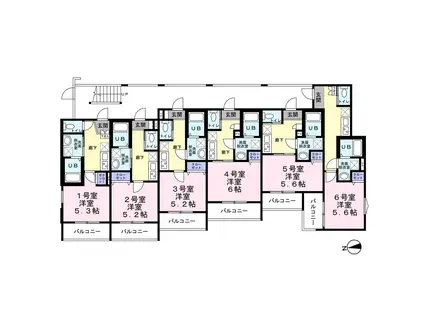 エスネクスト向ヶ丘(1K/1階)の間取り写真