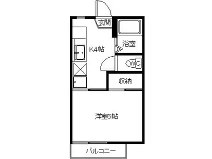 ポートハイム(1K/2階)の間取り写真