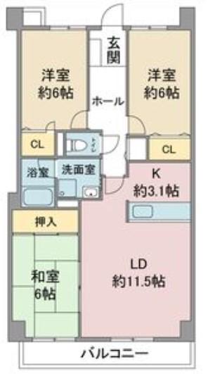 グランハート(3LDK/5階)の間取り写真