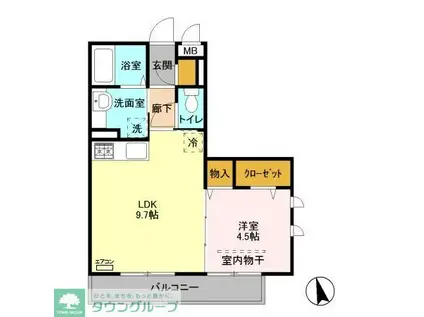 ヴィルクレール1(1LDK/2階)の間取り写真