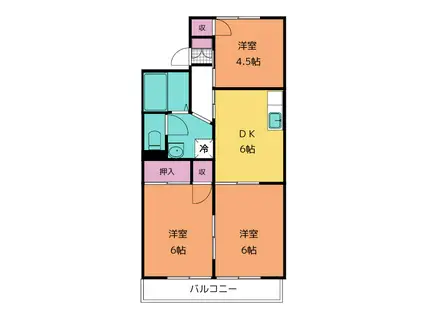 サンルートエルミカ(3DK/2階)の間取り写真